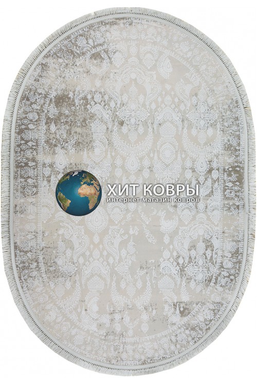 Турецкий ковер Tajmahal 06501 Серый-крем овал